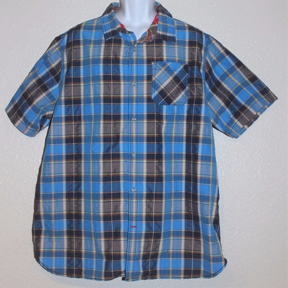 The North Face Blue Plaid Button Down Short Sleeve